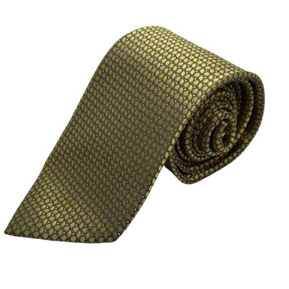 Ermenegildo Zegna Floral Dot Silk Necktie Yellow Gold Made in Italy
